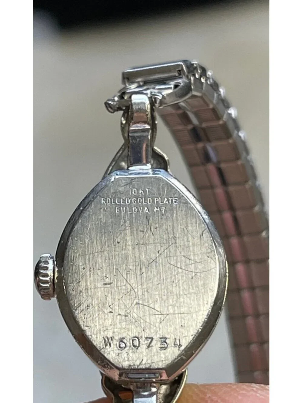 1964 Bulova 23Jewel Diamond Watch 10K White Gold Plate